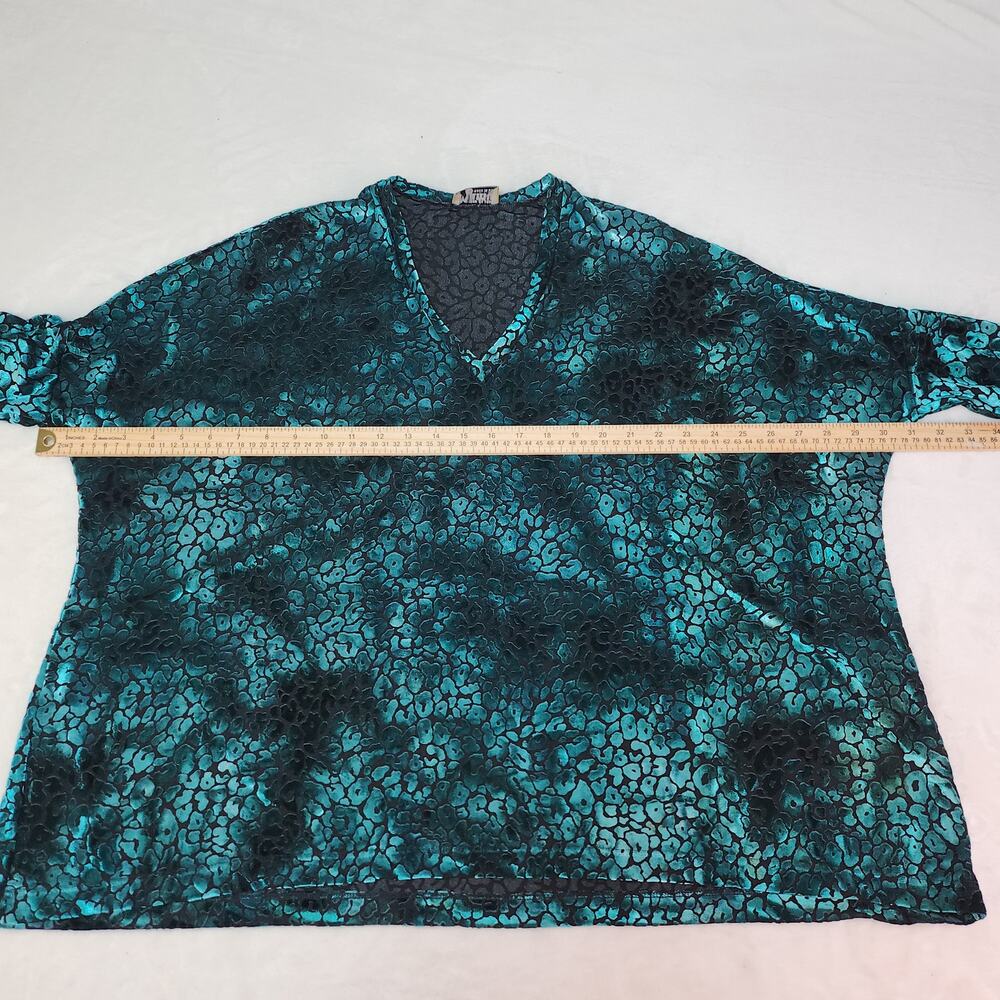Vintage Show Me Your Mumu Teal Velvet Leopard Top Small Whimsigoth Metallic 90s - Picture 11 of 14